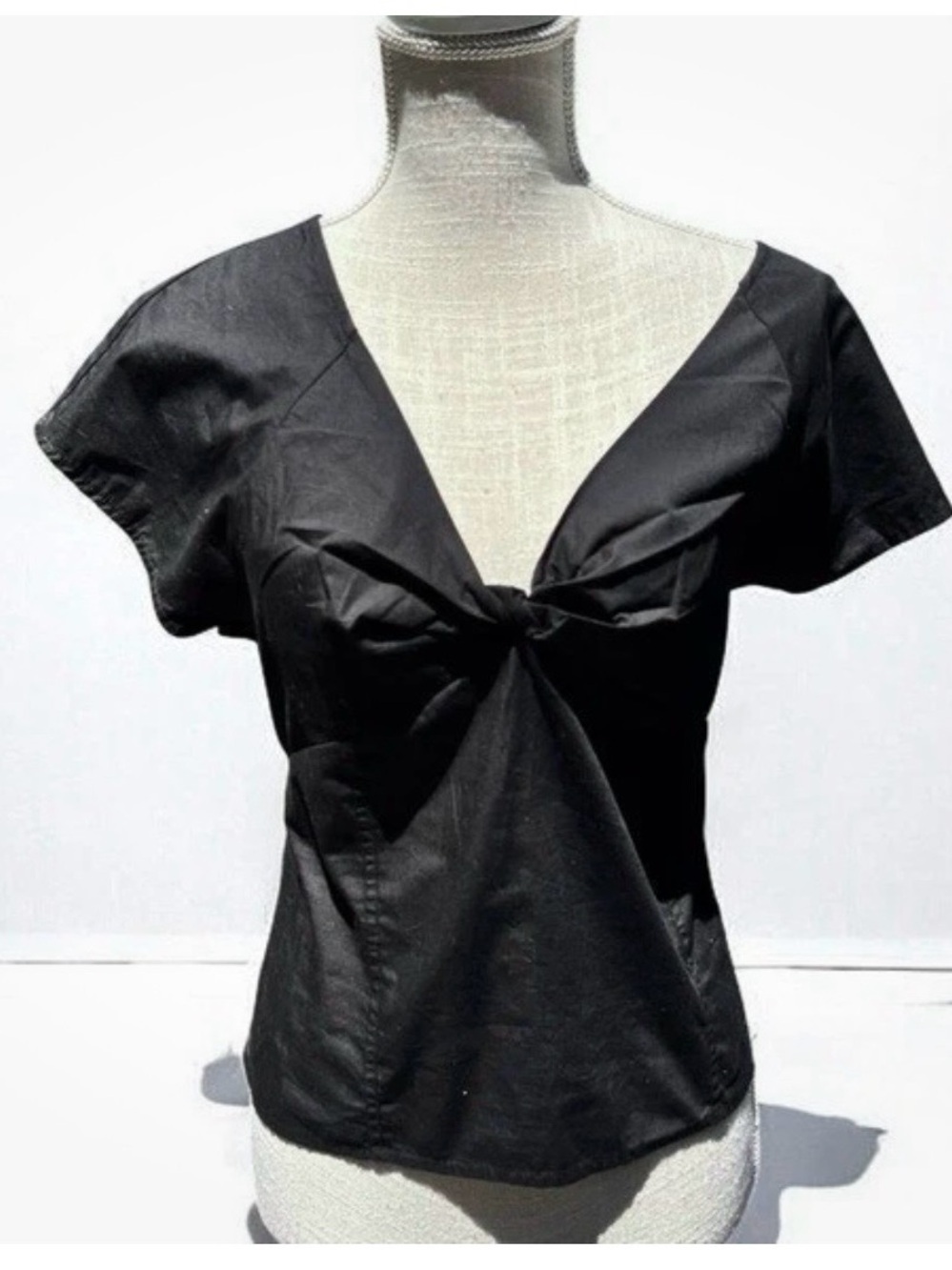 Madewell Black Knot-Front Short Sleeve Top 100% Cotton size 00